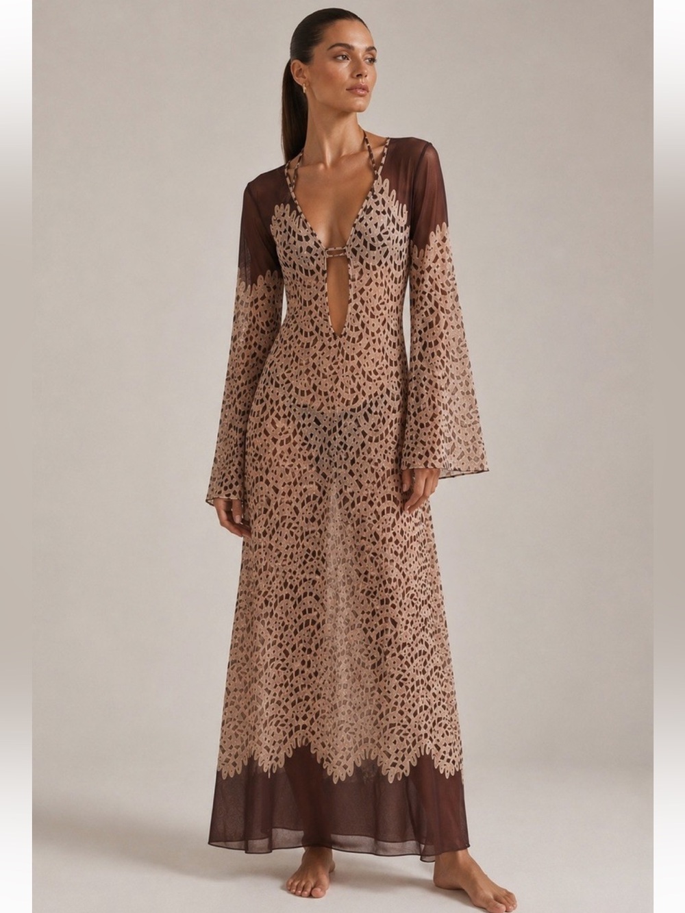 NWT Caroline Constas Mesh Maxi Swim Coverup Sz S